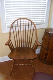 One of a pair of oak windsor chairs