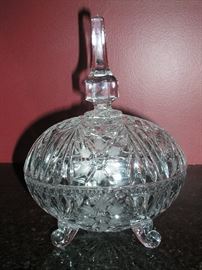 Crystal Covered Footed Dish