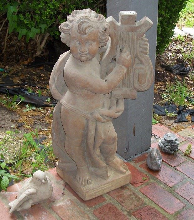 Cherub with Harp Statuary