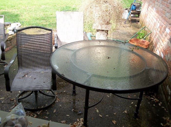 Outdoor Furniture: Glass Top Table and Two Chairs