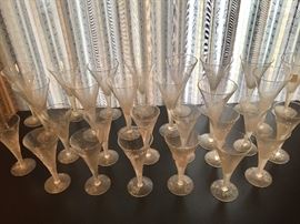 Wonderful vintage glass stemware with pebbled surface