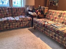 Reupholstered 2 piece vintage sofa