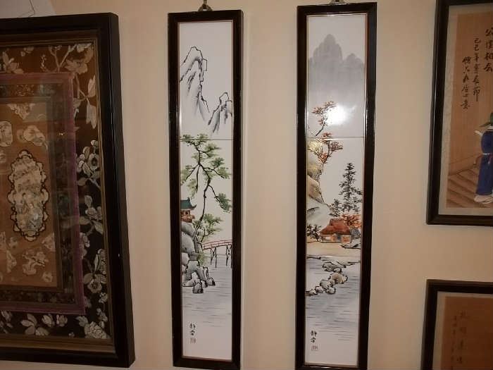 wall full of Asian art
