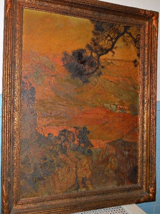 This large painting is by Ferdinand Burdorff - a well known California artist. It's really dirty, but will be priced so that you can clean it  and enjoy it, or sell it at a profit. 
