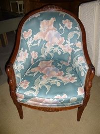 UNIQUE EMPIRE REVIVAL STYLE TUB CHAIR WITH SWAN NECK ARM RESTS