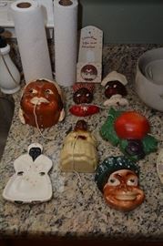 Black memorabilia string holders, wall plaques, etc.