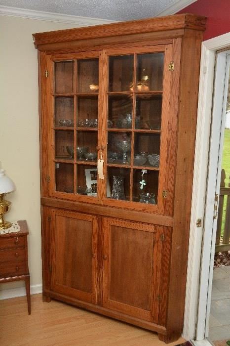 North Carolina early pine corner cupboard