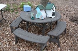 outdoor table and bench