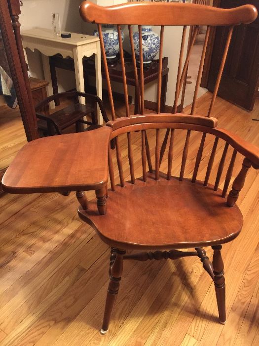 Rod back Windsor writing chair by Sprague & Carleton Furniture co.  - unique piece!