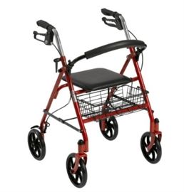 Four wheel rollator fold up back support
