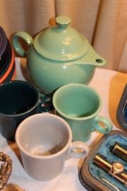 Fiesta pitcher and coffee mugs