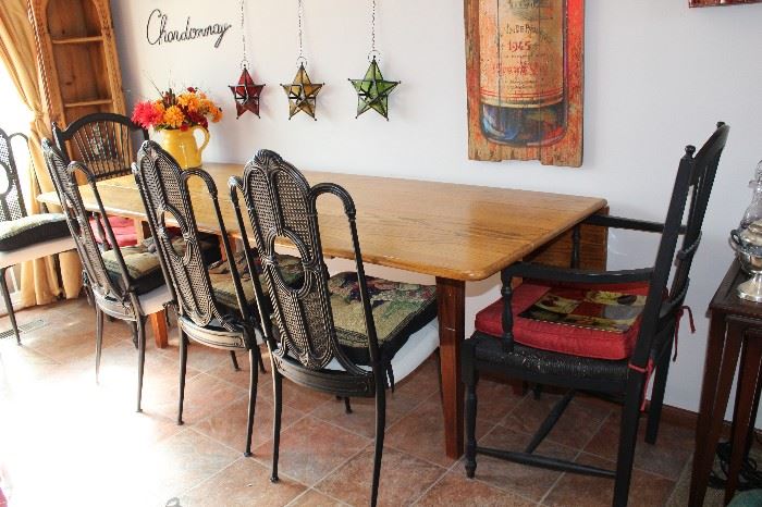 Beautiful large farm style table with eight chairs