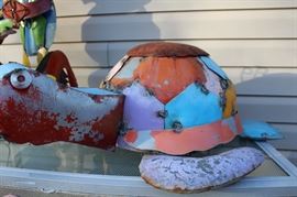 Super fun metal multi colored turtle