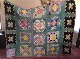 #65 Queen full scrappie quilt $45