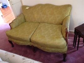 #90 yellowish loveseat on legs $75 