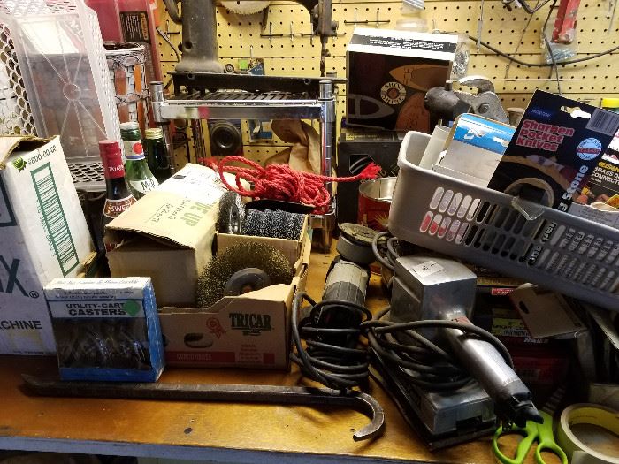 Garage work bench full of who knows what!