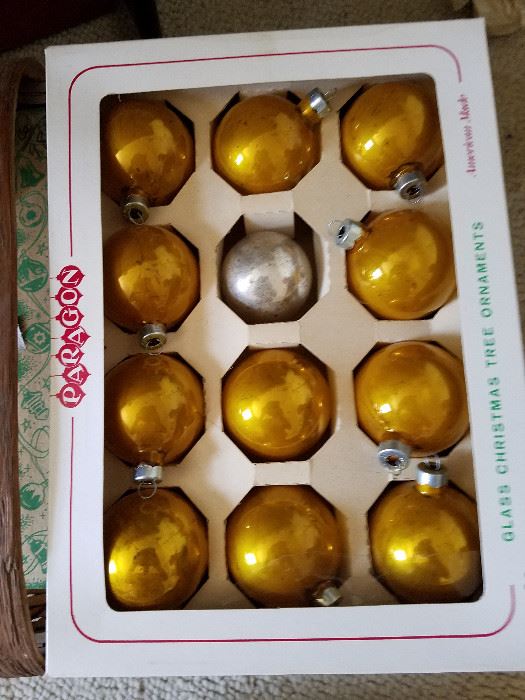 glass golden Christmas bulbs