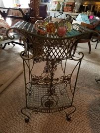 Wrought iron side table can be used inside or outside