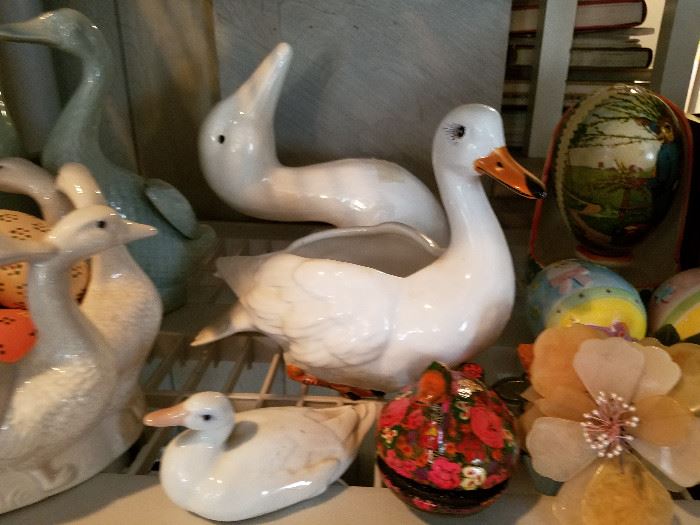 duck planters, and figures