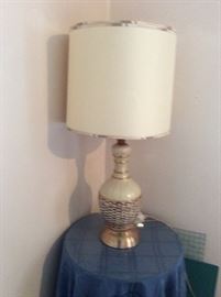 Round occasional table, lamp