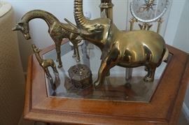 Brass Giraffes and elephant