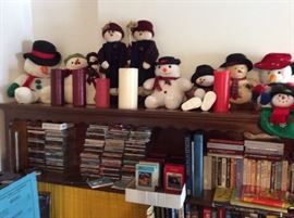 8 track tapes, dvds, cds, bears