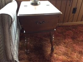 End Table in Den - top lifts up