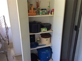 Sleeping porch - cabinet full of kitchen items