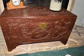 Hand Carved Asian Camphor Trunk wBrass Hardware