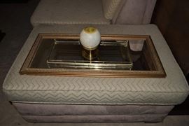 Newly reupholstered MidCentury 2 piece curved Sectional Sofa, back  armless end.