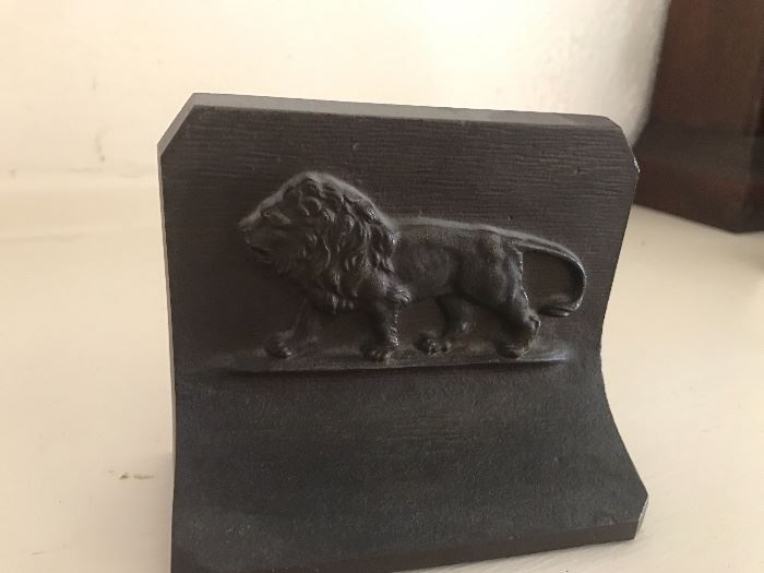 Bronze Pair of Bookends by H & B  -  Lion Sculpture by Barye