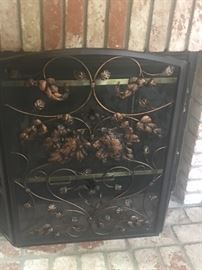 Metal Fireplace Cover with Decor