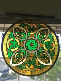 Stained glass window hanging - intertwined designs
