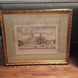 two architectural prints $100