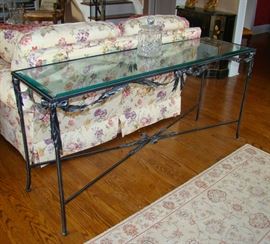 Antiqued Silver Finish Sofa Table w/ Bow Detail