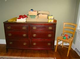 40's Mahogany Dresser, Xmas Ornaments