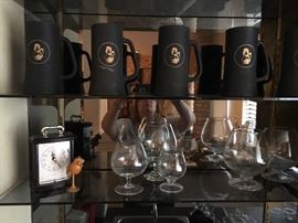 playboy cups in black - frosted w/ gold set of 5