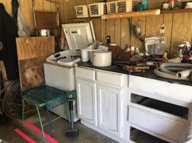 garage metal patio tables ,freezer stuff