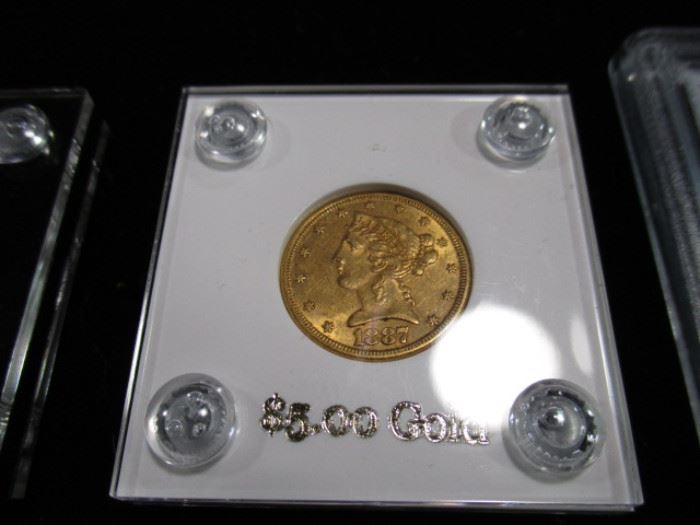 1887 $5.00 Gold Liberty coin
