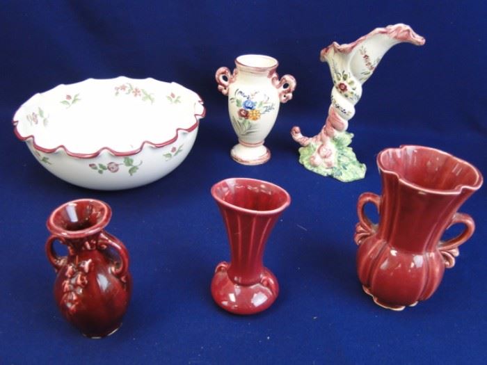 Ceramic Vases & Large Bowl - 6 Items