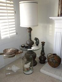 ANTIQUE ASIAN CLOISONNE FLOOR AND TABLE LAMPS