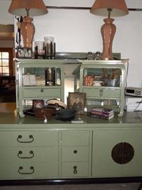 KENT COFFEY " AMERIASIAN " BEDROOM SET ........INCLUDES DRESSER , 2 NIGHTSTANDS, MIRROR, AND HEADBOARD 