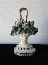 Vtg. Cast Iron Floral Doorstop