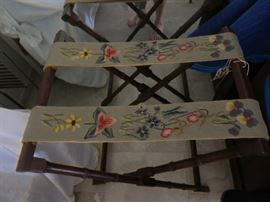 Wood Butler's Stand with Floral Embroidered Straps