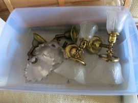 Antique Brass and Glass Globe Lighting Fixtures