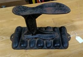 Shoe Anvil On Cast Iron Cornbread Pan