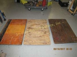 3- 4wheeled wooden flat dollys, 24x38 approx. size