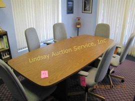 Wood conference table w/ 6 chairs, 43 5x95.5