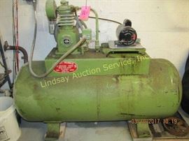 Horizontal air compressor w/ new motor but not hooked up, has doerr 1 phase 2 horse motor