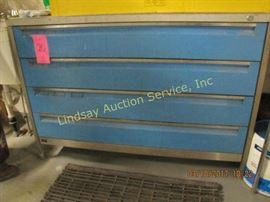 Wright metal 4 drawer work cabinet, no key,
19x54x38 (CONTENTS NOT INCLUDED)